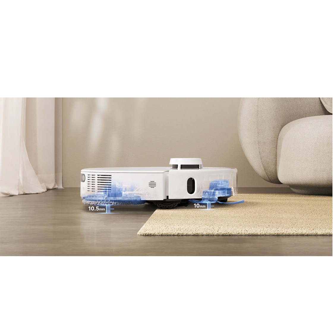 Aspirator robot cu mop Mova P50 Pro Ultra RLP53HE, 19.000 Pa, 5.200mAh, 210 min, FlexReach™, statie colectare inteligenta, alb