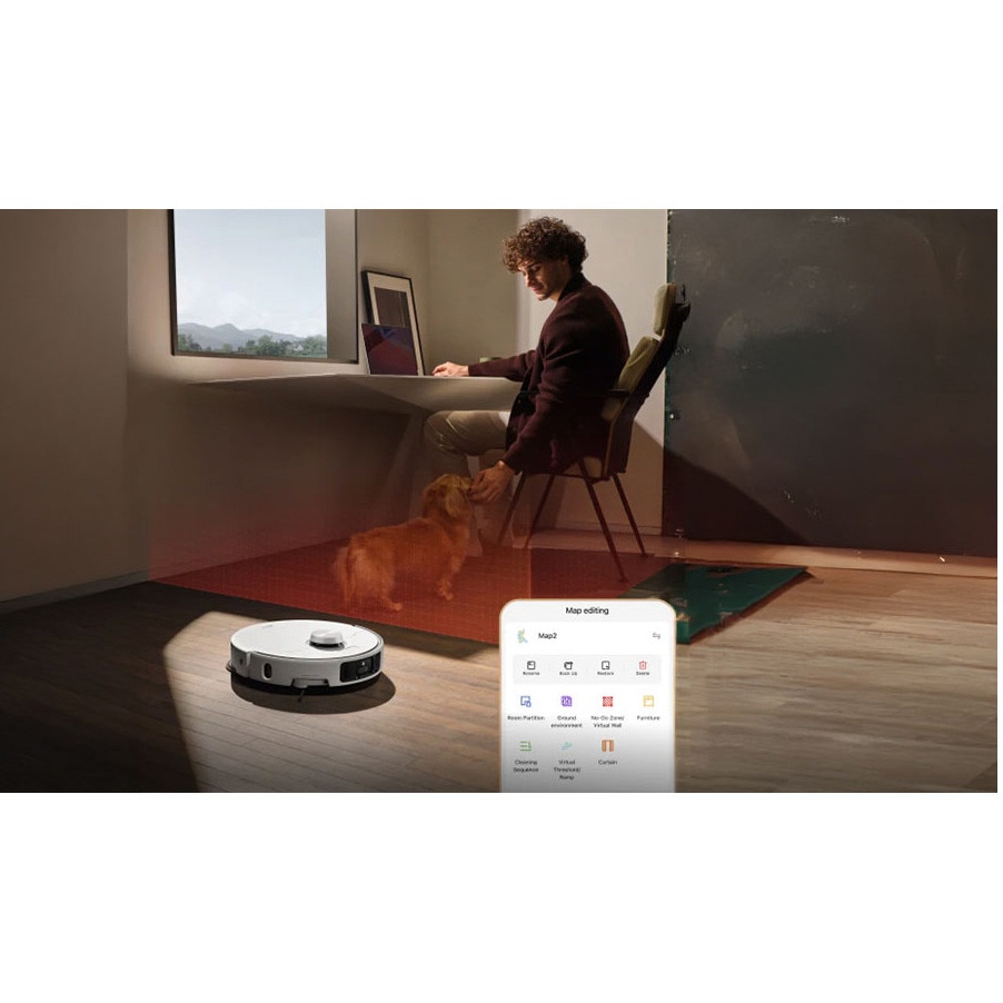 Aspirator robot cu mop Mova P50 Pro Ultra RLP53HE, 19.000 Pa, 5.200mAh, 210 min, FlexReach™, statie colectare inteligenta, alb