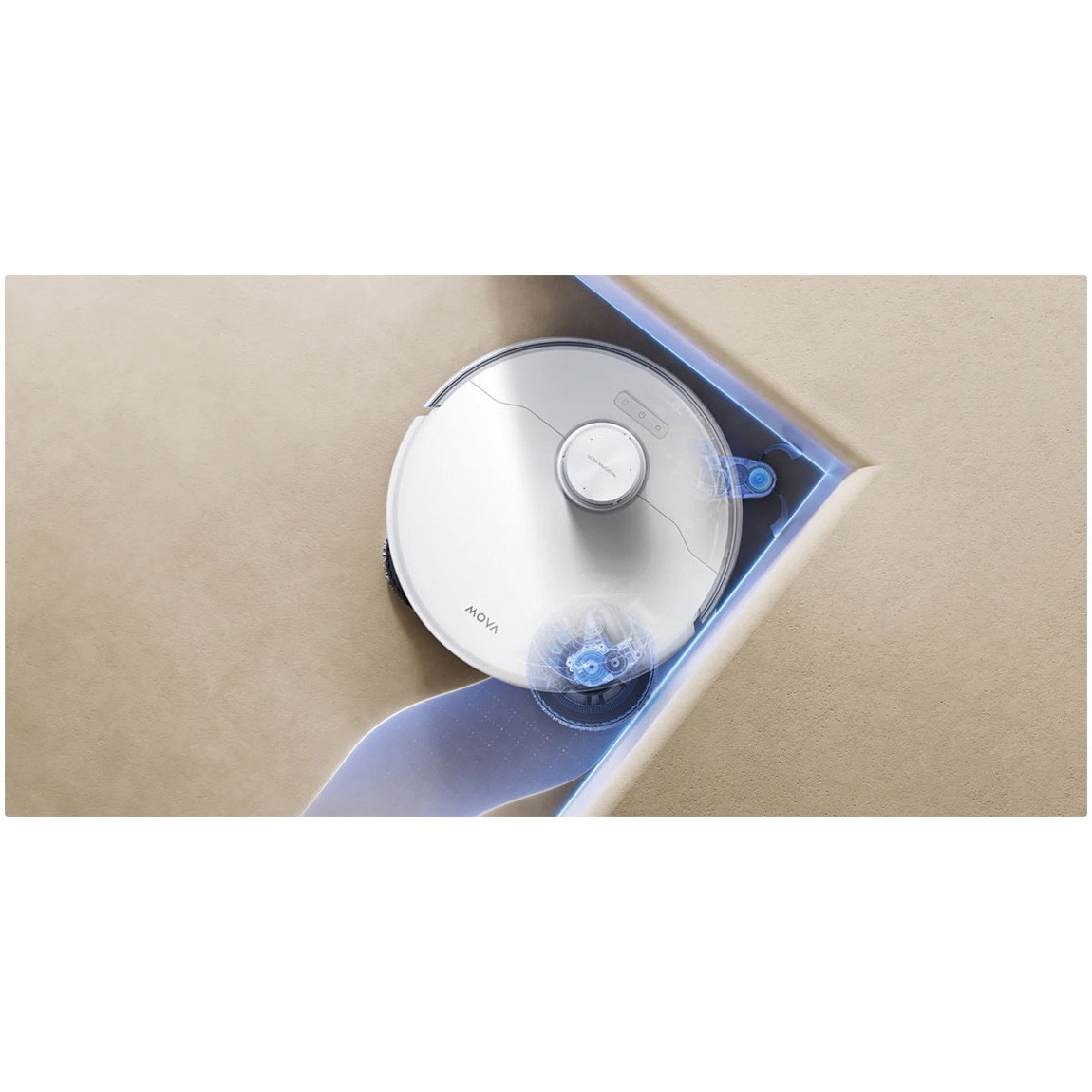 Aspirator robot cu mop Mova P50 Pro Ultra RLP53HE, 19.000 Pa, 5.200mAh, 210 min, FlexReach™, statie colectare inteligenta, alb