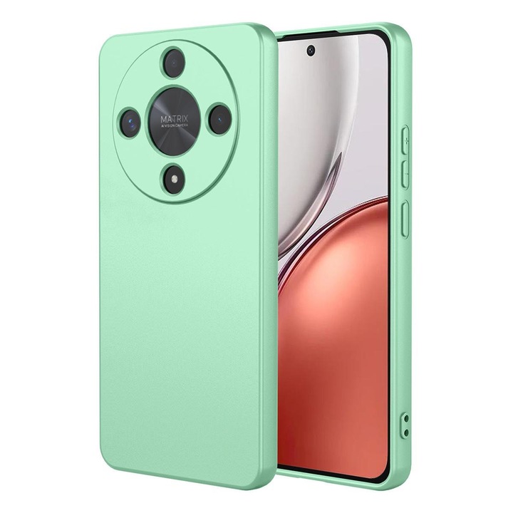 Husa pentru Honor Magic 8 Lite Daden® Silicon SoftFlex, Ultra Slim, Protectie sporita, Interior de microfibra, Verde menta