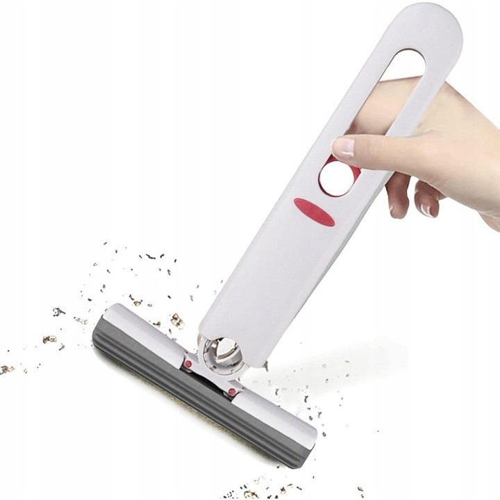 Mop mini plat cu stergere pentru geamuri, SHOPII, perie de spălat, culoare albastră