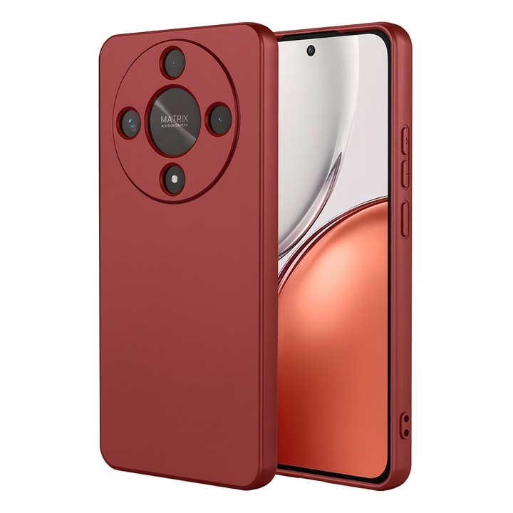 Husa pentru Honor Magic 8 Lite Daden® Silicon SoftFlex, Ultra Slim, Protectie sporita, Interior de microfibra, Visiniu