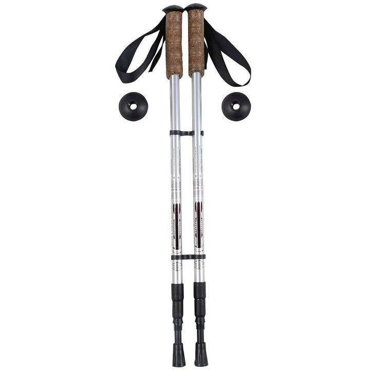 Set 2 bete trekking aluminiu ajustabile 65-135cm, sistem amortizare, manere ergonomice