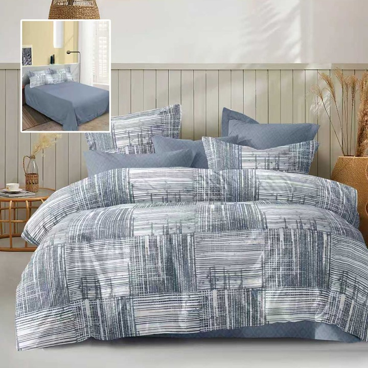 Спално бельо за двойно легло Economy 4 части, чаршаф 230x250 см и плик за завивка 200x230 см, 2 калъфки за възглавници 50x70, Елегантно сиво ECN31