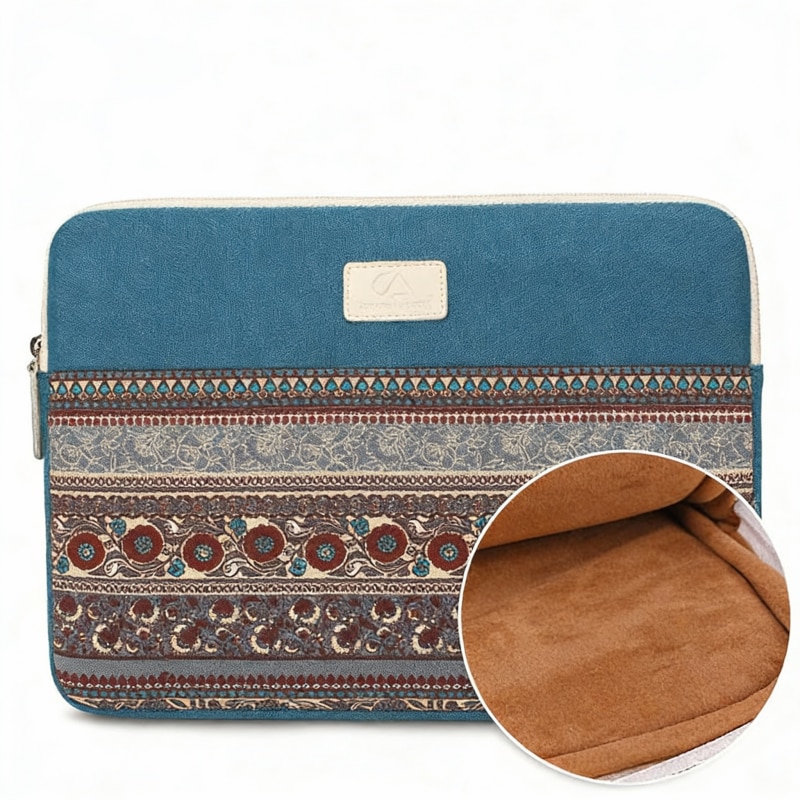 Geantă protectoare tabletă 11 inch, stil etno, durabilă, albastru