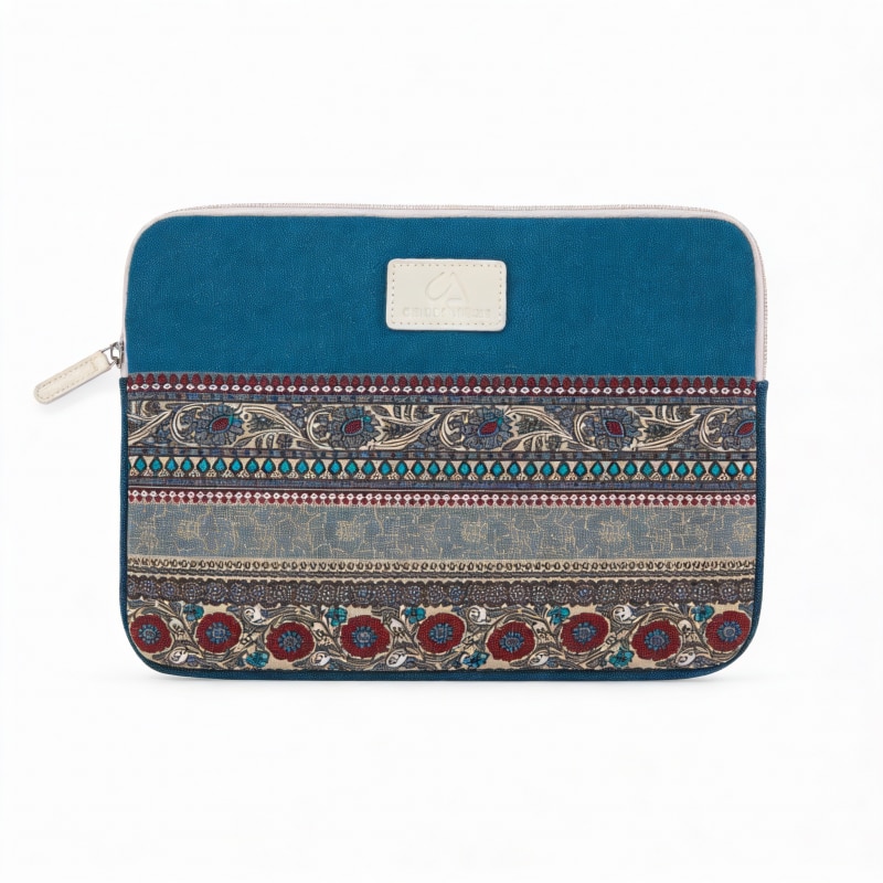 Geantă protectoare tabletă 11 inch, stil etno, durabilă, albastru