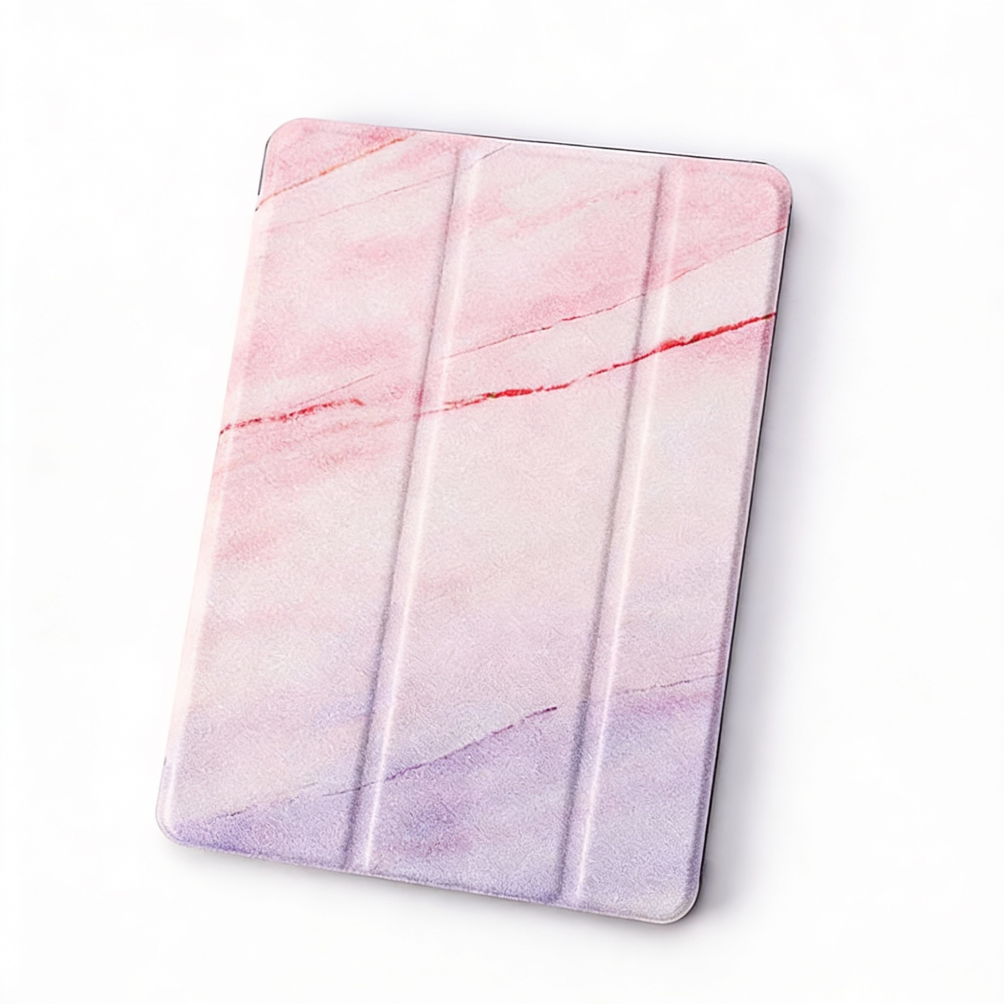 Husă tableta, Marmura Roz-Violet, protecție antisoc, triplu fold, multicolor, 9.7 inch