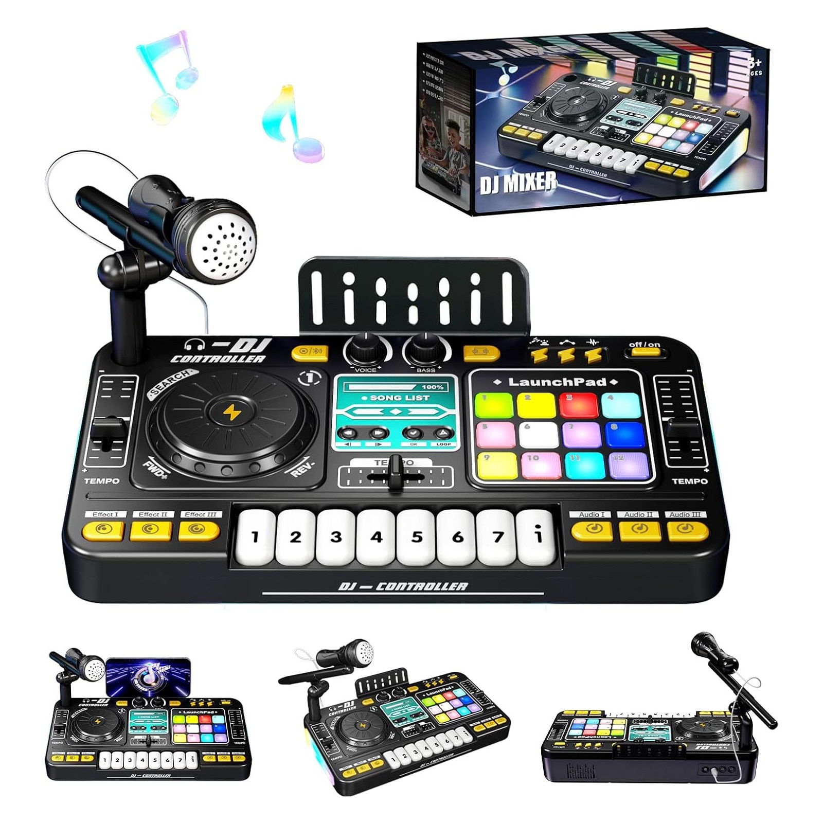 Consola DJ copii, iDance, 14 in 1, controler, cu difuzoare, neagra