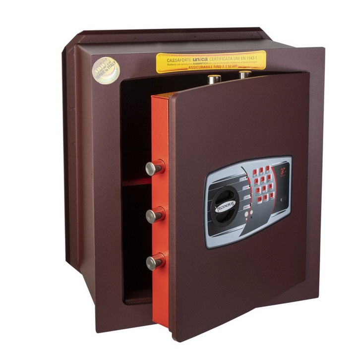 Seif de perete, certificat EN 1143-1, Grad 0, 480x420x280mm, cheie, electronic