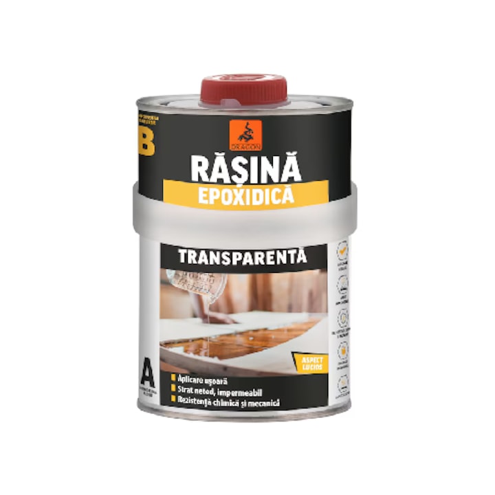 Rasina epoxidica Dragon, pentru decorare si protectie, aspect lucios, 750 g