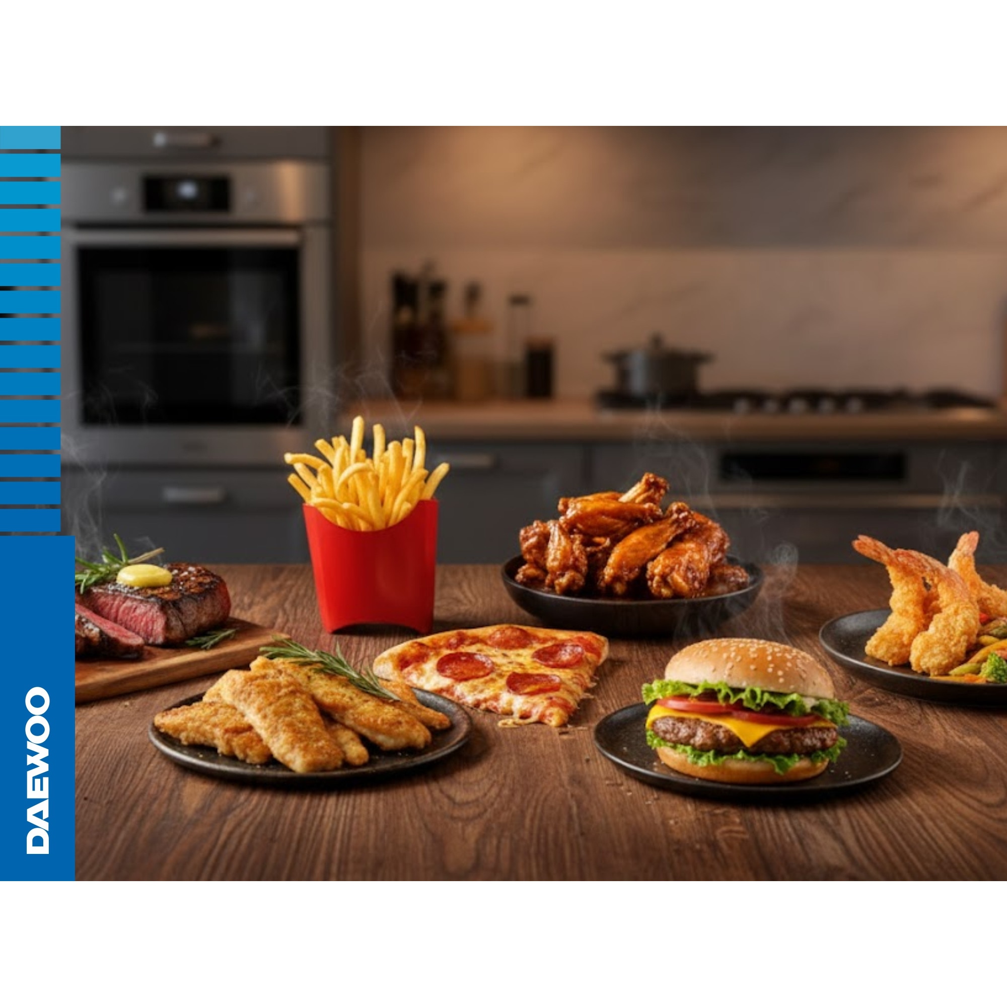 Friteuza dubla cu aer cald Daewoo DAF2X1100LRB, 2x1100 W, display