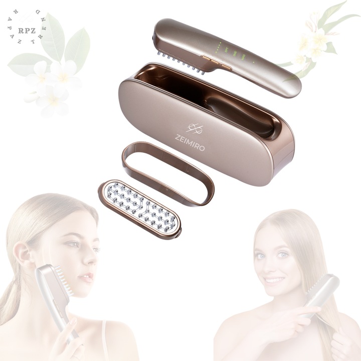 Aparat intretinere faciala si corporala, anti-imbatranire 3 in 1 ZEIMIRO by Rapaz, anti-aging,3 tehnologii, fototerapie, radiofrecventa, microcurrent, pentru lifting facial, modelare corporala si ingrijire a scalpului, cu lumina LED in 3 culori, champagne