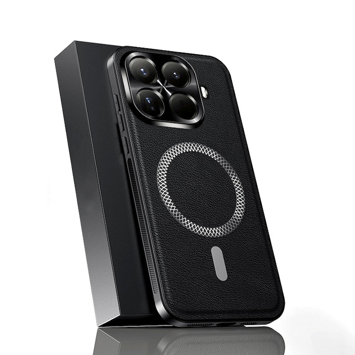 Husă pentru telefon, Piele ecologică, Negru, Xiaomi 15T Pro, Anti-soc, Ultra Slim