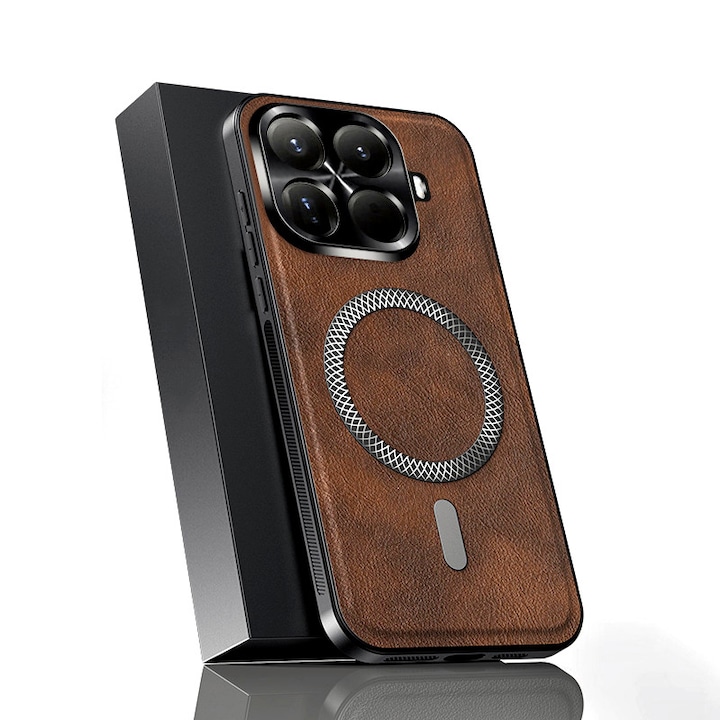 Telefontok, Öko bőr, Barna, Ultra vékony, Xiaomi 15T Pro