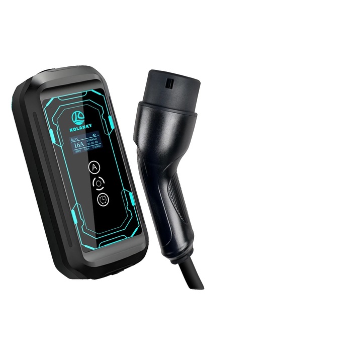 Incarcator portabil pentru vehicule electrice, cablu flexibil 10m, ajustare curent, 11KW, 12x38cm