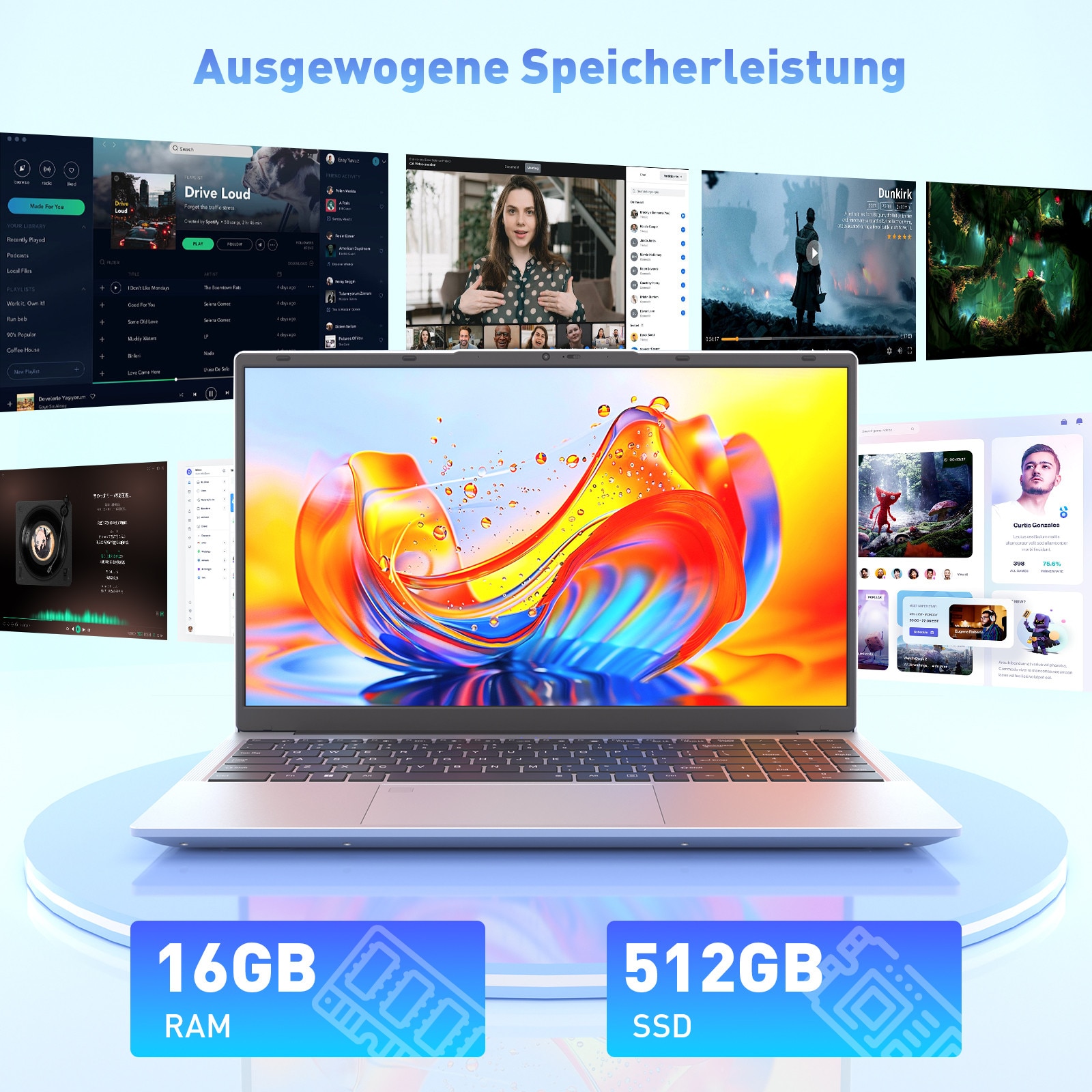 Laptop Auusda 15,6 inci, procesor AMD 3050E (2C/4T), dual-core 16 GB RAM, SSD de 512 GB, IPS FHD, senzor de amprenta, tastatura iluminata, argintiu, Bluetooth 5.0