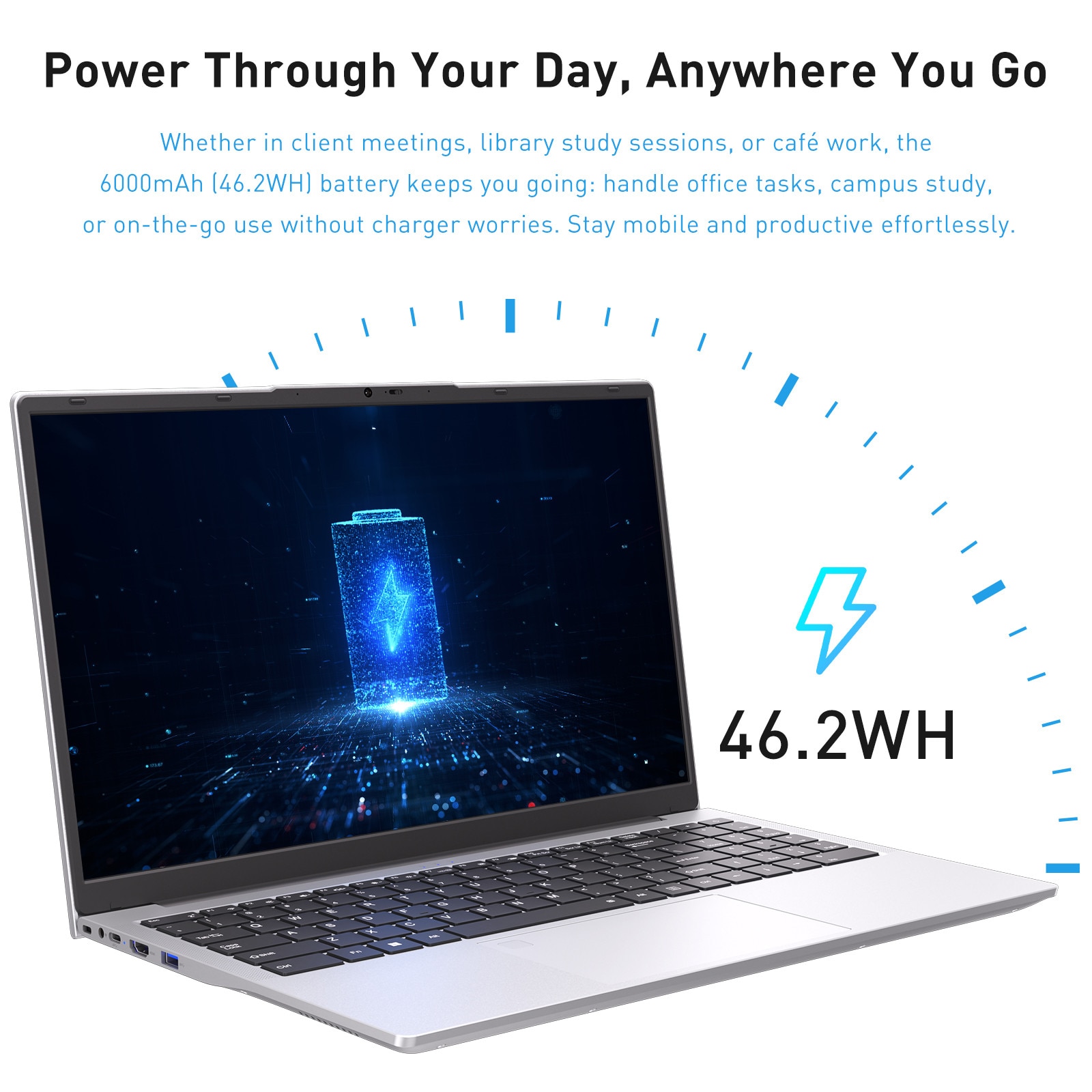 Laptop Auusda 15,6 inci, procesor AMD 3050E (2C/4T), dual-core 16 GB RAM, SSD de 512 GB, IPS FHD, senzor de amprenta, tastatura iluminata, argintiu, Bluetooth 5.0