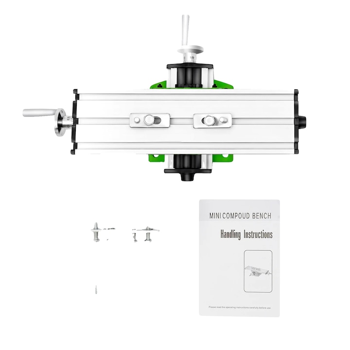 Masa de frezat multifunctionala, ajustare pe axele X si Y, design compact, verde, 400x200mm