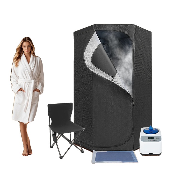 Sauna cu aburi portabila, 1350W, capacitate rezervor apa 3L, timp ajustabil 5-60 minute