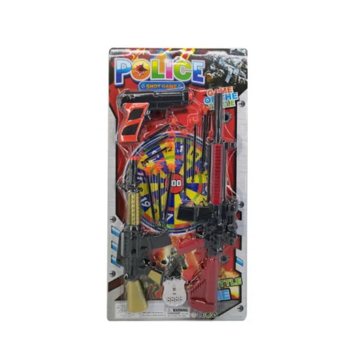 Set arme jucărie CONAR, sniper 45x12cm, mitralieră 31x11cm, pistol 15x10cm, ventuze, plastic