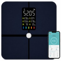 Cantar Electronic Inteligent Zefini™ Smart, Bluetooth, 17 Indici Analiza Corporala, Cantar Corporal Smart 4 senzori BIA, Display Color, Raport Evolutie, Masa Musculara, Grasime Corporala, Cantar Baie, Greutate Maxima 180kg, Aplicatie iOS/Android, Negru