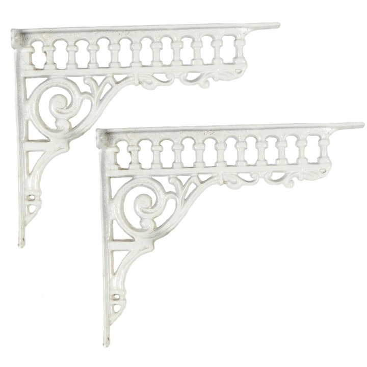 Suporturi de rafturi din fonta alba in stil Art Deco, set