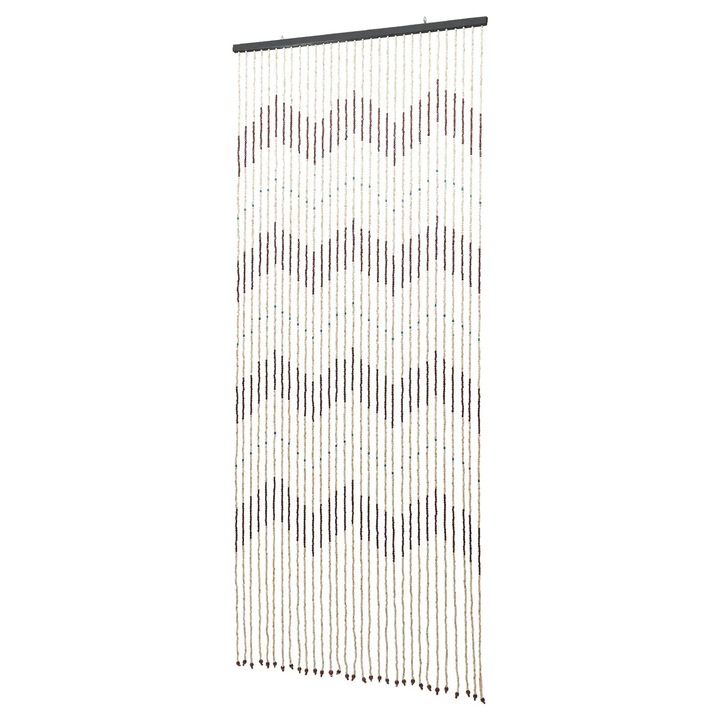 Perdea pentru usa, perdea din margele de lemn, 220×90 cm, montaj la tavan, translucida 41–85%, dublu strat, 1 panou, anti-insecte, maro