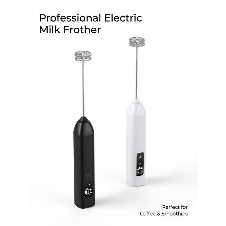 Mixer spumă lapte electric, negru, otel inoxidabil, ușor de folosit