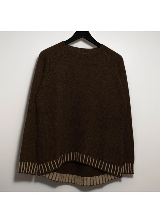Pulóver Nouvia gyapjú, viszkóz és kasmír keverékből, kontrasztos részletekkel, sötétbarna, UNI Standard