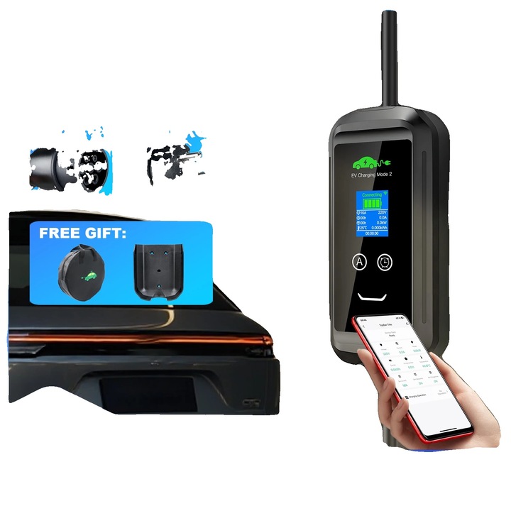 Incarcator portabil pentru vehicule electrice, 3.6KW, cablu de 15M, control prin aplicatie, curent ajustabil, tip TYPE2