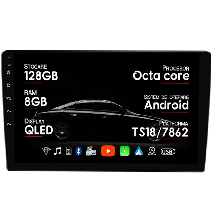 Navigatie dedicata Subaru Forester 2015-2017, 8GB RAM 128GB ROM, Octacore, Platforma TS18, Android 14, Display QLED 9", Suporta camera 360", DSP, Carplay&Android Auto, SIM 4G, Ventilator Activ