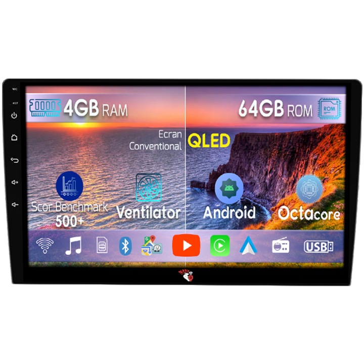 Dedikált navigáció Nissan Pathfinder R50 1995-2005, 4GB RAM 64GB ROM, Octacore, Android 14, QLED kijelző 9", DSP, Carplay és Android Auto, SIM 4G, Aktív ventilátor