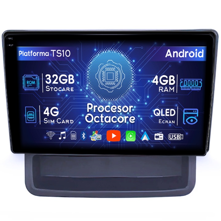 Dedikált navigáció Nissan Primastar 2001-2014, 4GB RAM 32GB ROM, Octacore, Android 14, QLED 1K 9" kijelző, DSP, Carplay&Android Auto, SIM 4G, Bluetooth, Aktív ventilátor