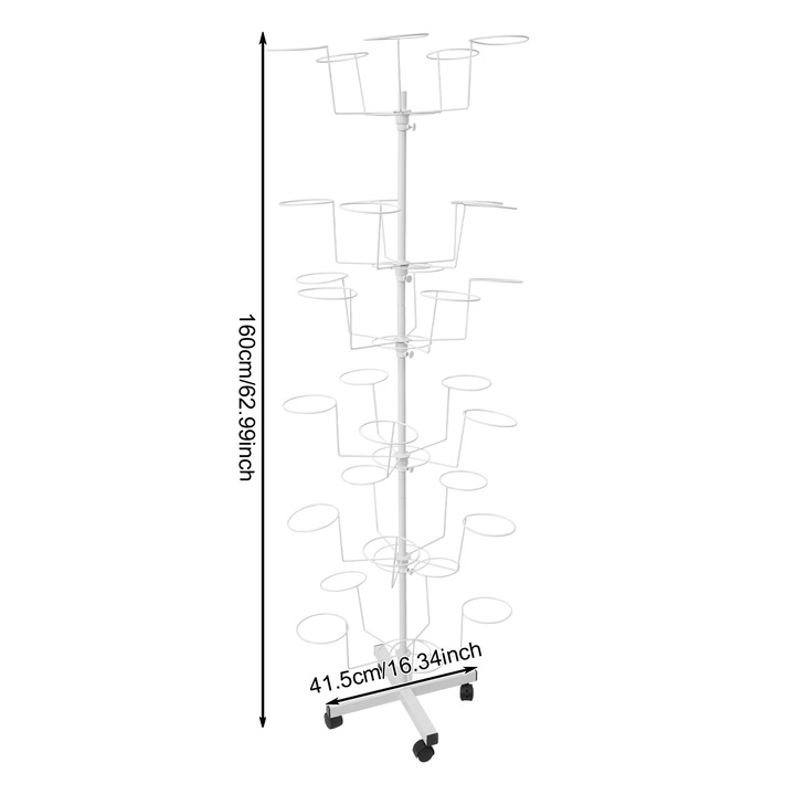 Umeras pentru palarii, 6 niveluri, capacitate 30 palarii, alb, 41.5x160cm