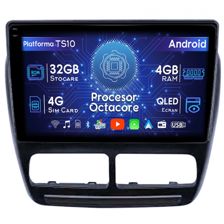 Dedikált navigáció Opel Combo D 2012-2018, 4GB RAM 32GB ROM, Octacore, Android 14, QLED 1K 9" kijelző, DSP, Carplay&Android Auto, SIM 4G, Bluetooth, Aktív ventilátor