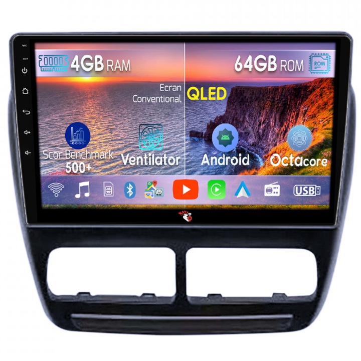 Navigatie dedicata Opel Combo D 2012-2018, 4GB RAM 64GB ROM, Octacore, Android 14, Display QLED 9", DSP, Carplay&Android Auto, SIM 4G, Ventilator Activ
