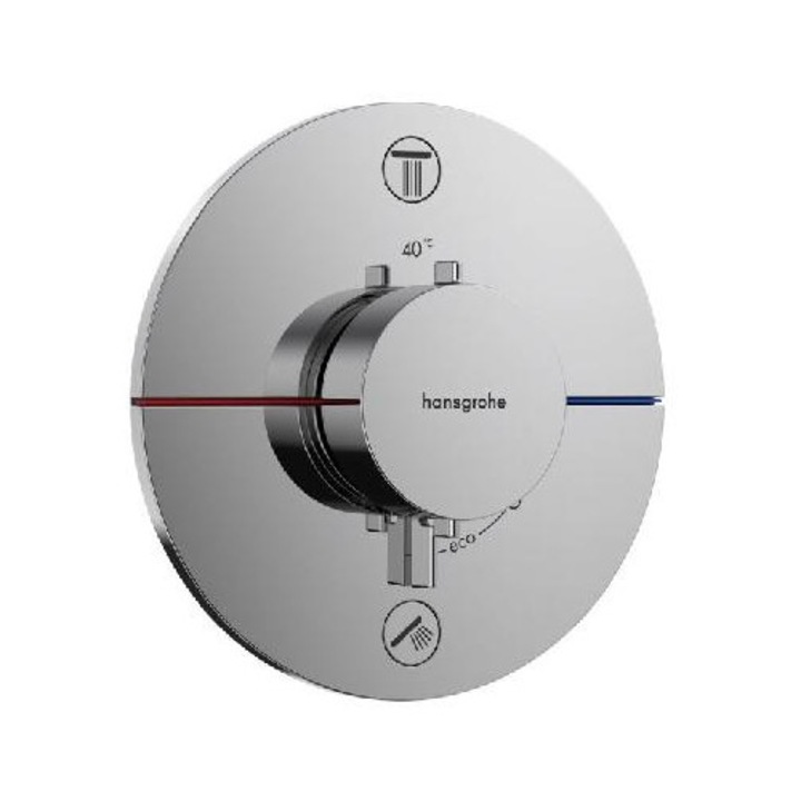 Hansgrohe ShowerSelect Comfort termosztátos zuhanycsaptelep, króm, 2 fogyasztóhoz, 155mm