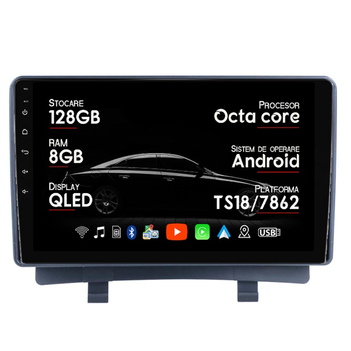 Navigatie dedicata Opel Zafira Tourer C 2011-2016, 8GB RAM 128GB ROM, Octacore, Platforma 7862, Android 14, Display QLED 9", Suporta camera 360", DSP, Carplay&Android Auto, SIM 4G, Ventilator Activ