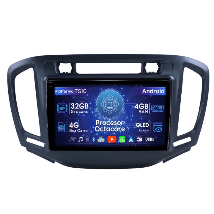 Dedikált navigáció Opel Zafira Tourer C 2016-2019, 4GB RAM 32GB ROM, Octacore, Android 14, QLED 1K 9" kijelző, DSP, Carplay&Android Auto, SIM 4G, Bluetooth, Aktív ventilátor