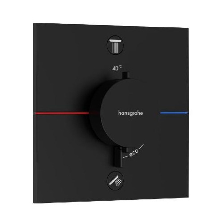Термостатичен смесител за душ, Hansgrohe, ShowerSelect Comfort E, 2 консуматора, матов, 155x155мм
