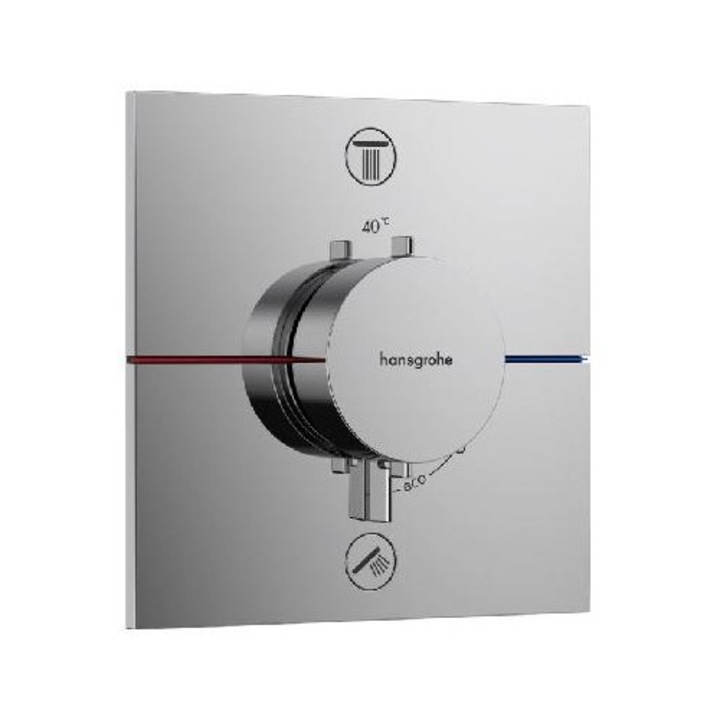 Hansgrohe beépíthető termosztatikus csaptelep, ezüst, 2 fogyasztóhoz, 155x155mm