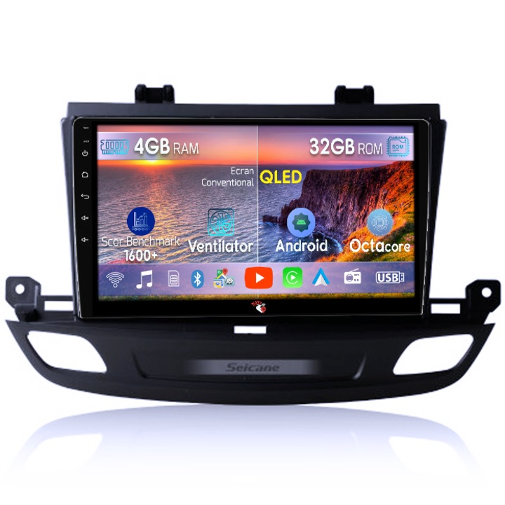 Navigatie dedicata Buick Regal 2019-2024, 4GB RAM 32GB ROM, Octacore, Android 14, Display QLED 1K 9", DSP, Carplay&Android Auto, SIM 4G, Bluetooth, Ventilator Activ