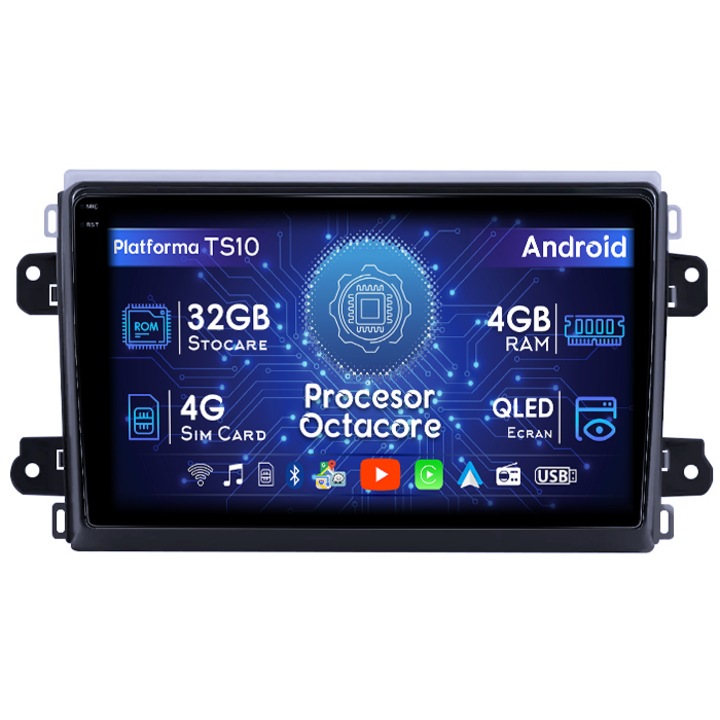 Специализирана навигация Fiat Ducato 2022+, 4GB RAM 32GB ROM, Octacore, Android 14, QLED 1K 9" дисплей, DSP, Carplay&Android Auto, SIM 4G, Bluetooth, Активен вентилатор