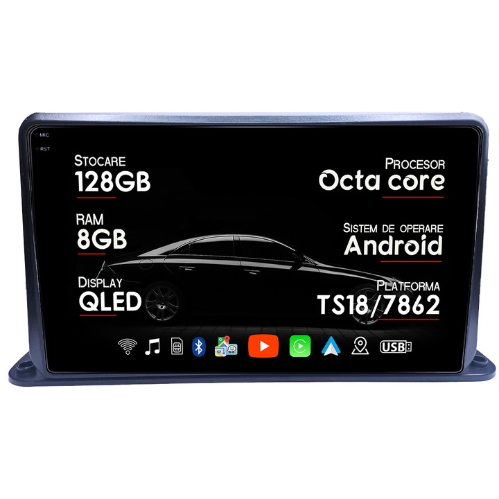 Dedikált navigáció Honda Civic 2005-2011, 8GB RAM 128GB ROM, Octacore, TS18 platform, Android 14, 9" QLED kijelző, Támogatja a 360°-os kamerát, DSP, Carplay&Android Auto, SIM 4G, Aktív ventilátor