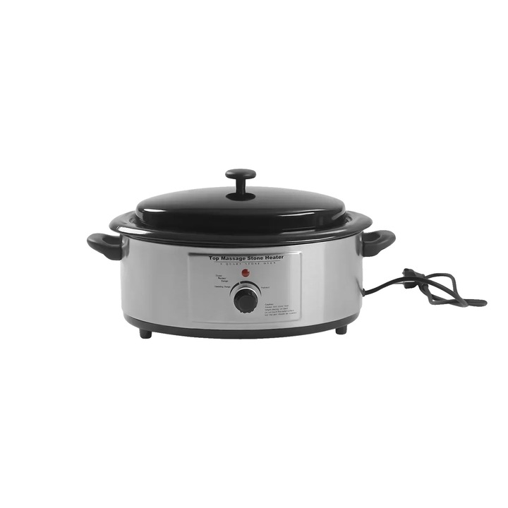 Комплект за масаж с горещи камъни, 750W, контрол на температурата, естествено черен, 47.5x30.5x25cm