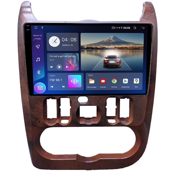 Navigatie compatibila cu Dacia Logan 2009-2015, 4 GB RAM 32 ROM, Android 13, Display 2K, 9", DSP, Carplay, Android Auto, Internet, Youtube, Waze, WI-FI, USB, Bluetooth