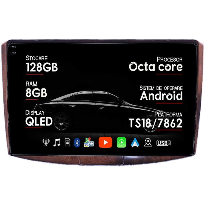 Navigatie dedicata Volkwagen Passat B6/B7 Brown, 8GB RAM 128GB ROM, Octacore, Platforma 7862, Android 14, Display QLED 9", Suporta camera 360", DSP, Carplay&Android Auto, SIM 4G, Ventilator Acti