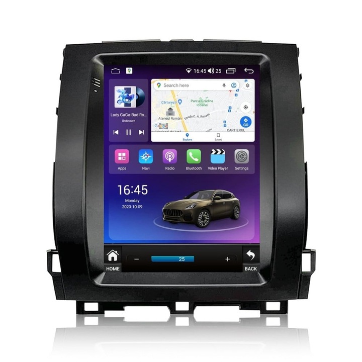 Navigatie dedicata Toyota Prado 2002-2009, Tesla Style, 8GB RAM 128GB ROM, Octacore, Android 14, Display QLED 9.7”, Suporta camera 360º, DSP, Carplay&Android Auto, SIM 4G, Ventilator Activ