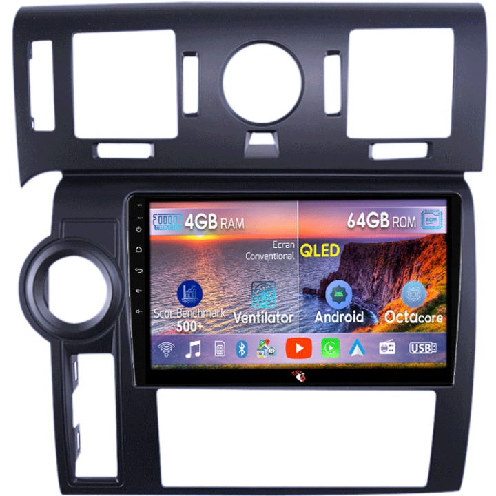 Navigatie dedicata Hummer H2 2007-2009, 4GB RAM 64GB ROM, Octacore, Android 14, Display QLED 9", DSP, Carplay&Android Auto, SIM 4G, Ventilator Activ