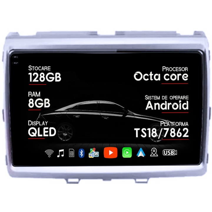Navigatie dedicata Mazda 8 2011, 8GB RAM 128GB ROM, Octacore, Platforma TS18, Android 14, Display QLED 9", Suporta camera 360", DSP, Carplay&Android Auto, SIM 4G, Ventilator Activ